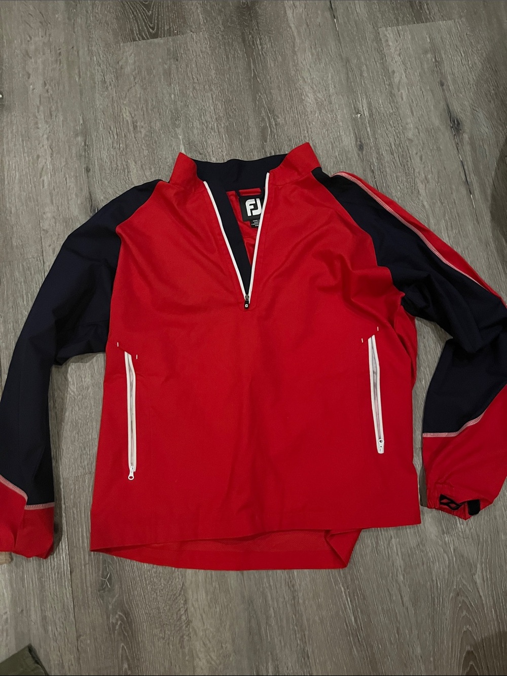 FootJoy Men’s Red and Navy Quarter-Zip Pullover Sweater